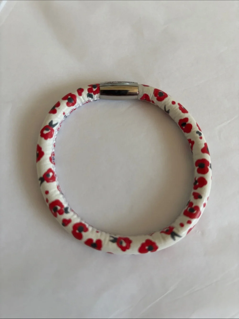 Brighton White and Red Floral Magnetic Bracelet - Used